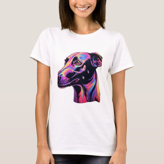 Greyhound Neon Design T-Shirt (Vorderseite)