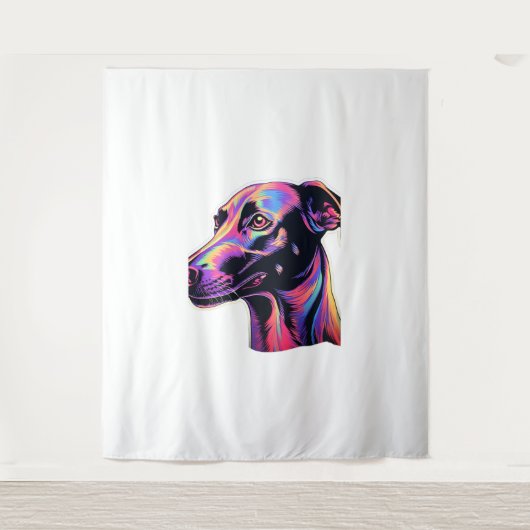 Greyhound Neon Design Wandteppich (Vorderseite)