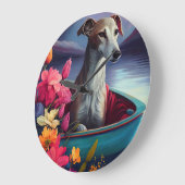 Greyhound on a Paddle: Ein Landschaftliches Abente Große Wanduhr (Winkel)