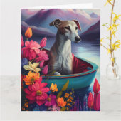 Greyhound on a Paddle: Ein Landschaftliches Abente Karte (Gelbe Blume)