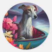 Greyhound on a Paddle: Ein Landschaftliches Abente Runder Aufkleber (Vorderseite)