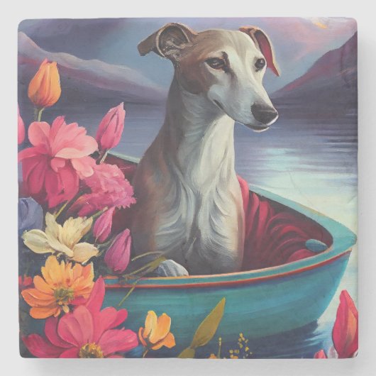 Greyhound on a Paddle: Ein Landschaftliches Abente Steinuntersetzer (Vorderseite)