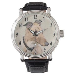 Greyhound Painting - Niedliche Original Hunde Kuns Armbanduhr
