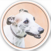 Greyhound Painting - Niedliche Original Hunde Kuns Aufkleber (Vorderseite)