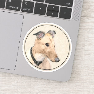 Greyhound Painting - Niedliche Original Hunde Kuns Aufkleber