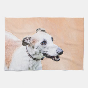 Greyhound Painting - Niedliche Original Hunde Kuns Geschirrtuch