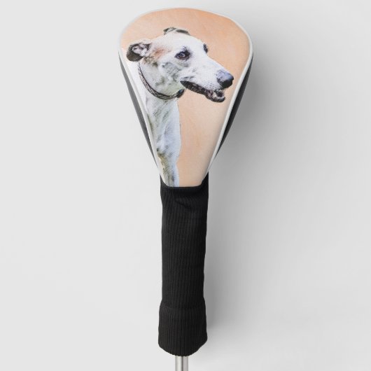 Greyhound Painting - Niedliche Original Hunde Kuns Golf Headcover (Vorderseite)
