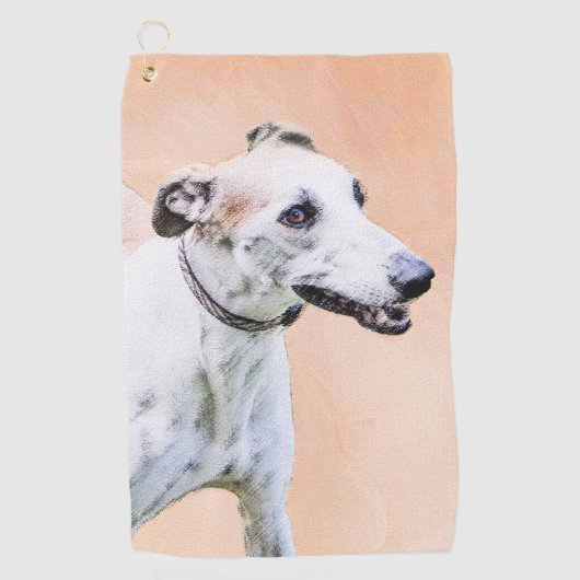 Greyhound Painting - Niedliche Original Hunde Kuns Golfhandtuch (Vorderseite)