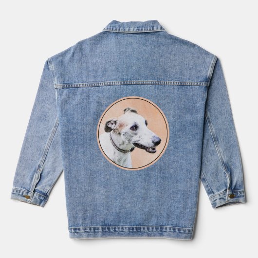 Greyhound Painting - Niedliche Original Hunde Kuns Jeansjacke (Rückseite)