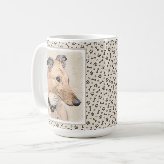 Greyhound Painting - Niedliche Original Hunde Kuns Kaffeetasse (Vorderseite Links)