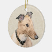 Greyhound Painting - Niedliche Original Hunde Kuns Keramik Ornament (Links)