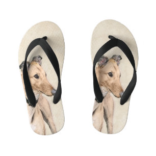 Greyhound Painting - Niedliche Original Hunde Kuns Kinderbadesandalen