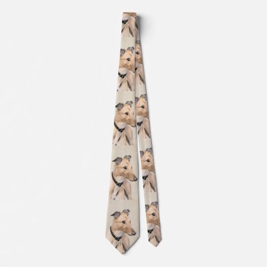 Greyhound Painting - Niedliche Original Hunde Kuns Krawatte (Vorderseite)