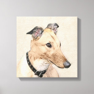 Greyhound Painting - Niedliche Original Hunde Kuns Leinwanddruck