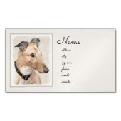Greyhound Painting - Niedliche Original Hunde Kuns Magnetische Visitenkarte (Vorderseite)