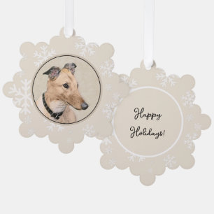 Greyhound Painting - Niedliche Original Hunde Kuns Ornament Karte
