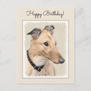 Greyhound Painting - Niedliche Original Hunde Kuns Postkarte