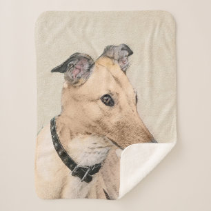 Greyhound Painting - Niedliche Original Hunde Kuns Sherpadecke