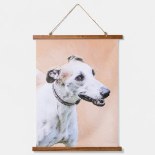 Greyhound Painting - Niedliche Original Hunde Kuns Wandteppich Mit Holzrahmen
