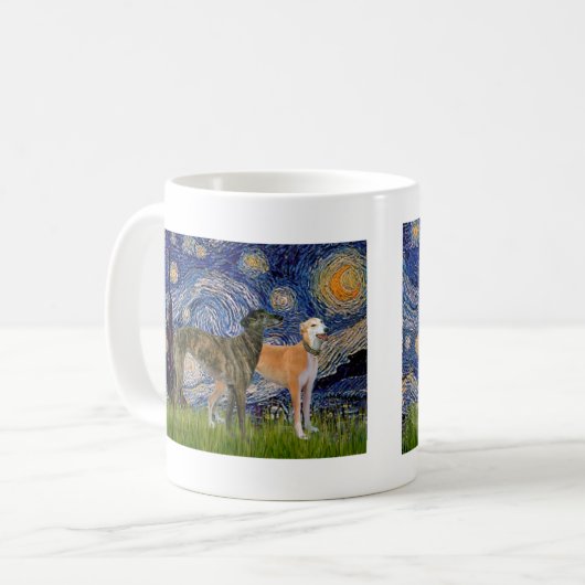 Greyhound Pair - Starry Night Kaffeetasse (Vorderseite Links)