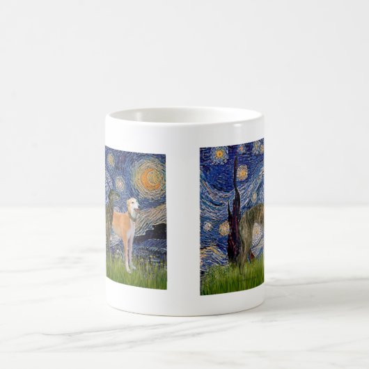 Greyhound Pair - Starry Night Kaffeetasse (Mittel)