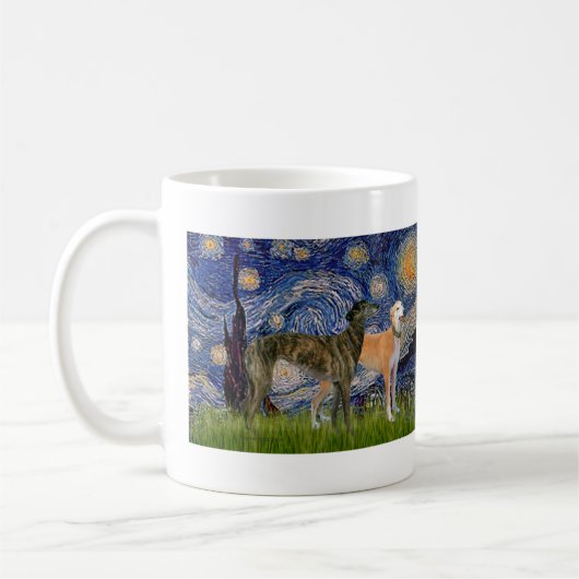 Greyhound Pair - Starry Night Kaffeetasse (Links)