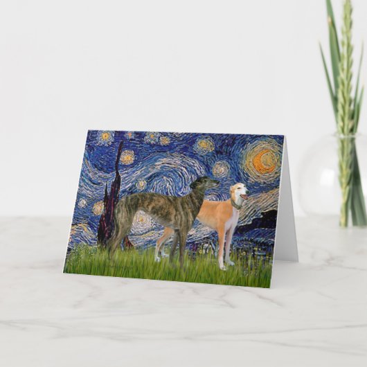 Greyhound Pair - Starry Night Karte (Vorderseite)