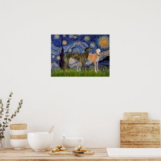 Greyhound Pair - Starry Night Poster (Küche)
