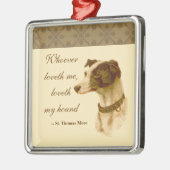 Greyhound Portrait / Berühmtes Thomas Mehr Zitat Silbernes Ornament (Links)