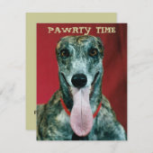 GREYHOUND PUP DOG PAWRTY PARTY INVITATION EINLADUNG (Vorne/Hinten)