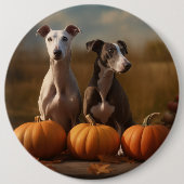 Greyhound Puppy Autumn Delight Pumpkin Button (Vorderseite)