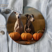 Greyhound Puppy Autumn Delight Pumpkin Button (Beispiel)