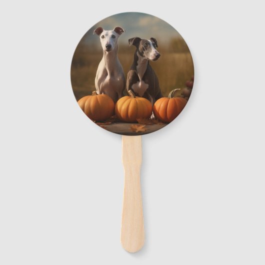 Greyhound Puppy Autumn Delight Pumpkin Fächer (Vorderseite)