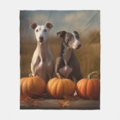 Greyhound Puppy Autumn Delight Pumpkin Fleecedecke (Vorderseite)