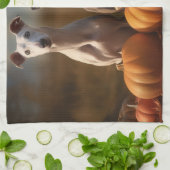 Greyhound Puppy Autumn Delight Pumpkin Geschirrtuch (Gefaltet)