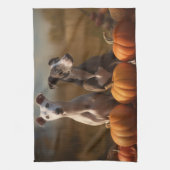 Greyhound Puppy Autumn Delight Pumpkin Geschirrtuch (Vertikal)