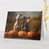 Greyhound Puppy Autumn Delight Pumpkin Karte (Gelbe Blume)
