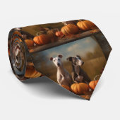 Greyhound Puppy Autumn Delight Pumpkin Krawatte (Gerollt)