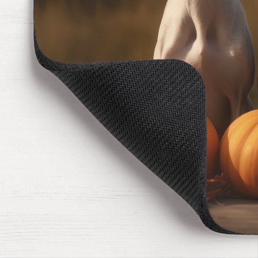 Greyhound Puppy Autumn Delight Pumpkin Mousepad (Ecke)
