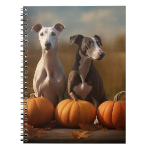 Greyhound Puppy Autumn Delight Pumpkin Notizblock