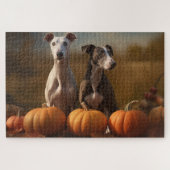 Greyhound Puppy Autumn Delight Pumpkin Puzzle (Horizontal)