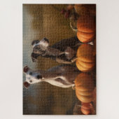 Greyhound Puppy Autumn Delight Pumpkin Puzzle (Vertikal)