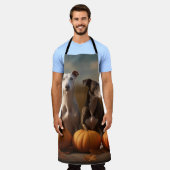 Greyhound Puppy Autumn Delight Pumpkin Schürze (Getragen)