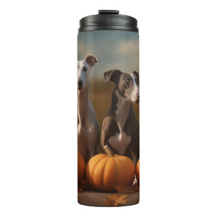 Greyhound Puppy Autumn Delight Pumpkin Thermosbecher