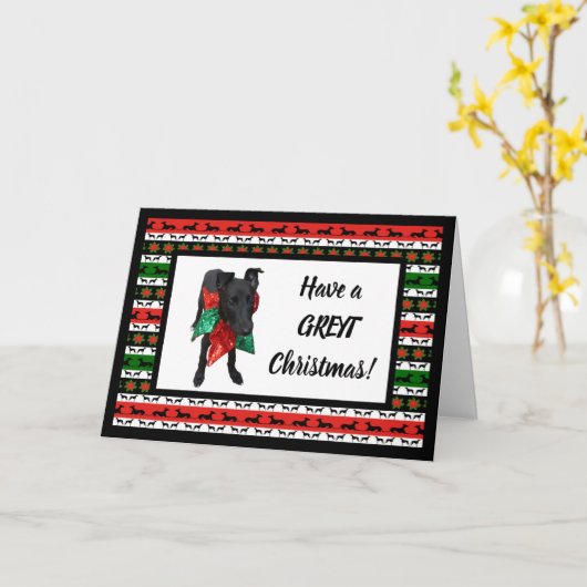 Greyhound Puppy Christmas Grußkarte Karte (Gelbe Blume)