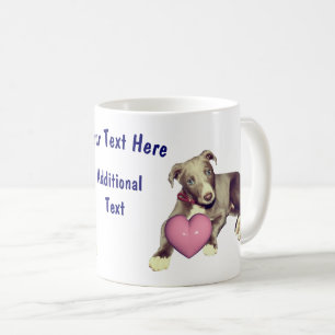 Greyhound Puppy Pink Herz Personalisiert Kaffeetasse