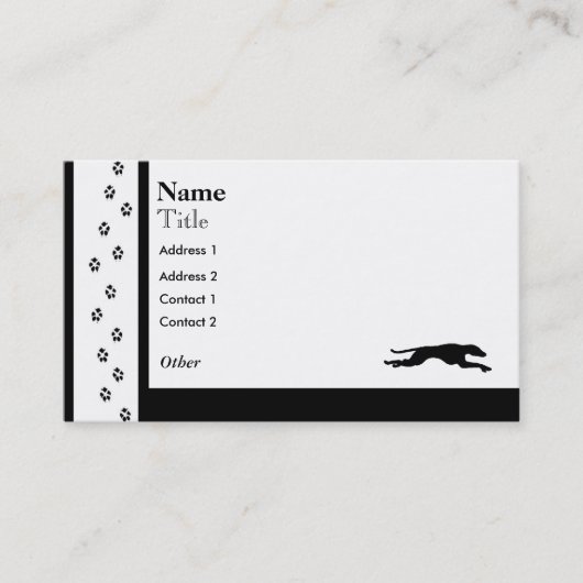 Greyhound Racing Silhouette Visitenkarte (Vorderseite)