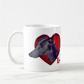 Greyhound Red Heart Liebe Personalisiert Kaffeetasse (Links)