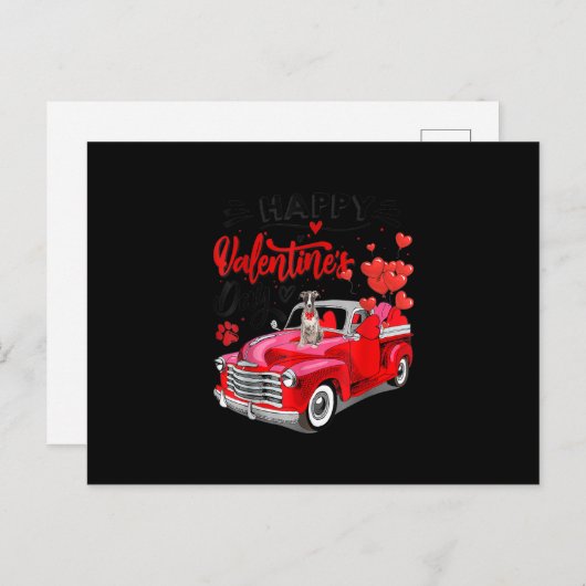 Greyhound Red Truck Valentines Day Funny Dog Gift Ankündigungspostkarte (Vorne/Hinten)