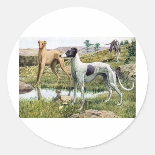 Greyhound Runder Aufkleber (Vorderseite)